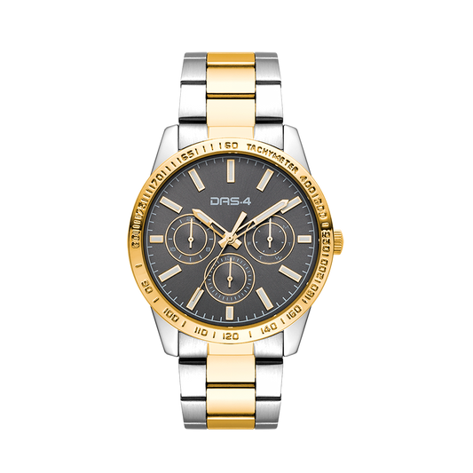 DAS.4 Ανδρικό Ρολόι Quartz με Δίχρωμο Μπρασελέ & Μαύρο Καντράν