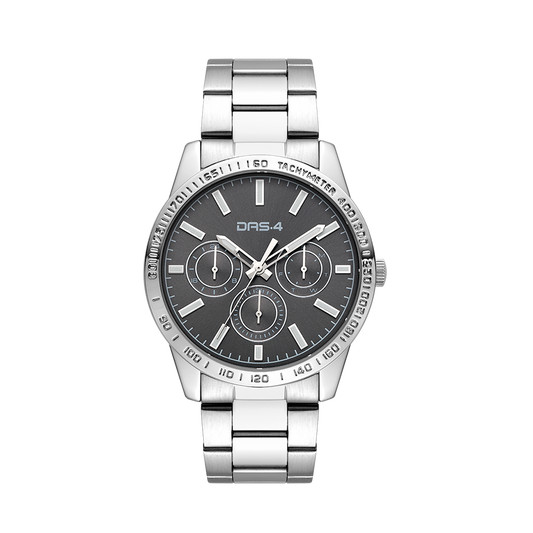 DAS.4 Ανδρικό Ρολόι Quartz με Ασημί Μπρασελέ & Γκρι Καντράν – 5ATM
