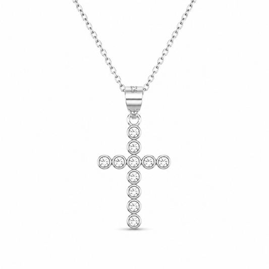 BEZEL CROSS — ΚΟΛΙΕ ΣΤΑΥΡΟΣ ΑΣΗΜΙ 925 ΖΙΡΓΚΟΝ BEZEL