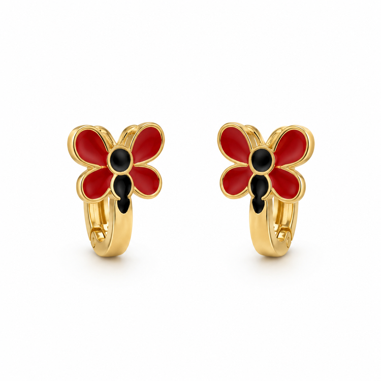 RED BUTTERFLY — ΠΑΙΔΙΚΑ ΣΚΟΥΛΑΡΙΚΙΑ ΑΣΗΜΙ 925 ΕΠΙΧΡΥΣΟ ΠΕΤΑΛΟΥΔΑ ΣΜΑΛΤΟ