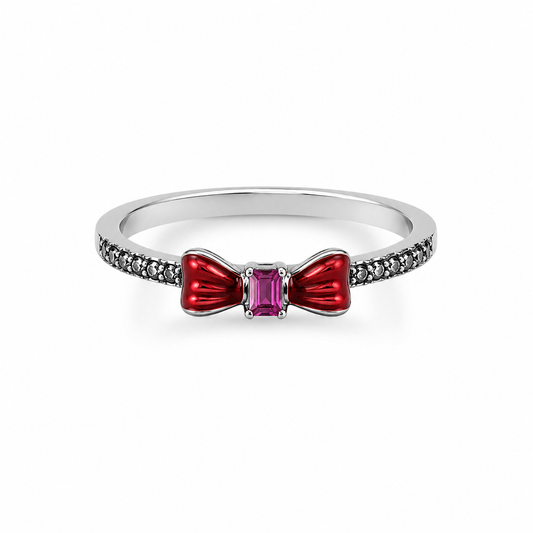 RED BOW RING — ΔΑΧΤΥΛΙΔΙ ΑΣΗΜΙ 925 ΦΙΟΓΚΟΣ ΣΜΑΛΤΟ ΖΙΡΓΚΟΝ