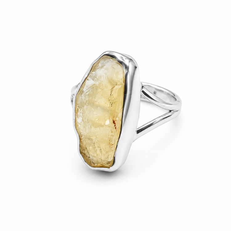 SOLAR STONE — ΔΑΧΤΥΛΙΔΙ ΑΣΗΜΙ 925 ΜΕ ΦΥΣΙΚΟ ΑΚΑΤΕΡΓΑΣΤΟ CITRINE