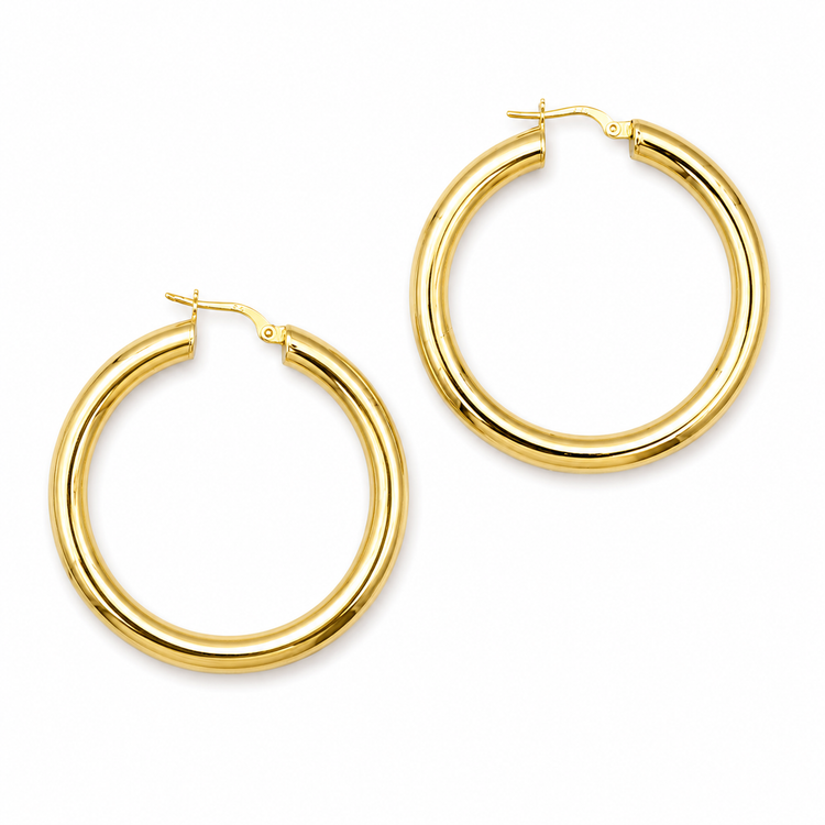 CLASSIC GOLD HOOPS — ΚΡΙΚΟΙ ΑΣΗΜΙ 925 ΜΕ ΕΠΙΧΡΥΣΩΣΗ 18Κ