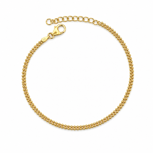 GOLDEN BEADS — ΒΡΑΧΙΟΛΙ ΑΣΗΜΙ 925 ΜΕ ΕΠΙΧΡΥΣΩΣΗ 18Κ