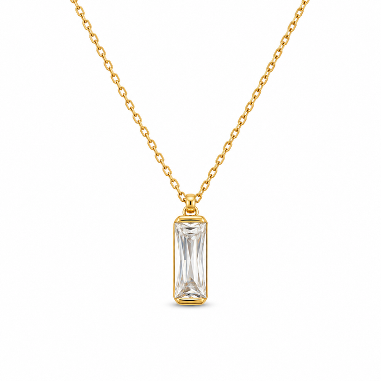 BAGUETTE LIGHT — ΜΕΝΤΑΓΙΟΝ ΑΣΗΜΙ 925 ΜΕ ΕΠΙΧΡΥΣΩΣΗ 18Κ & ΛΕΥΚΟ ΖΙΡΓΚΟΝ