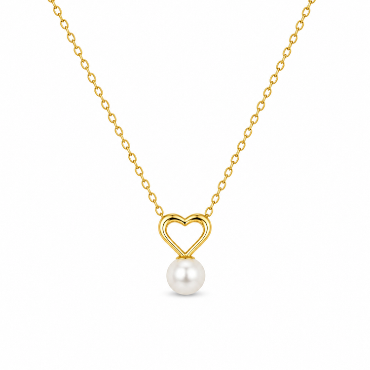 HEART & PEARL — ΜΕΝΤΑΓΙΟΝ ΑΣΗΜΙ 925 ΜΕ ΕΠΙΧΡΥΣΩΣΗ 18Κ & ΦΥΣΙΚΟ ΜΑΡΓΑΡΙΤΑΡΙ
