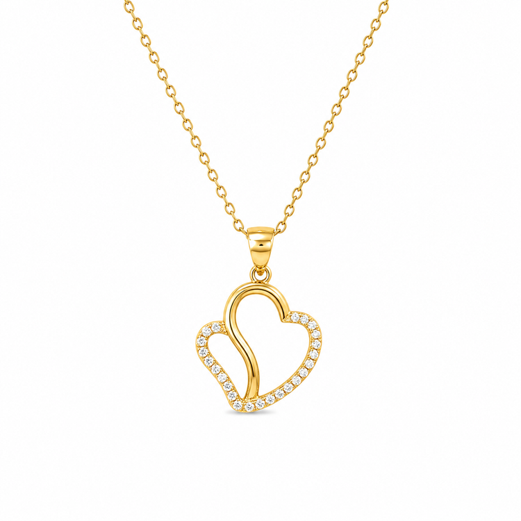 DOUBLE HEART — ΜΕΝΤΑΓΙΟΝ ΑΣΗΜΙ 925 ΜΕ ΕΠΙΧΡΥΣΩΣΗ 18Κ & ΛΕΥΚΑ ΖΙΡΓΚΟΝ