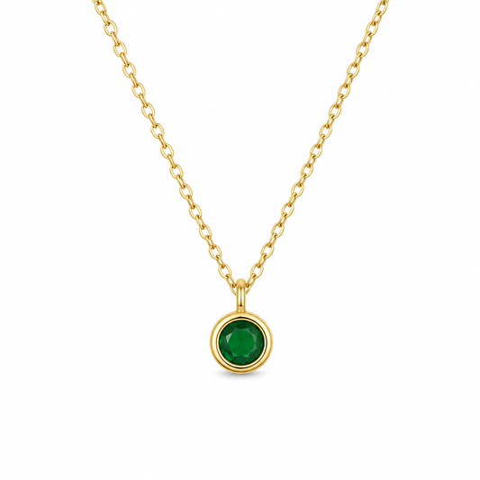 EMERALD DOT — ΜΕΝΤΑΓΙΟΝ ΑΣΗΜΙ 925 ΜΕ ΕΠΙΧΡΥΣΩΣΗ 18Κ & ΠΡΑΣΙΝΟ ΖΙΡΓΚΟΝ
