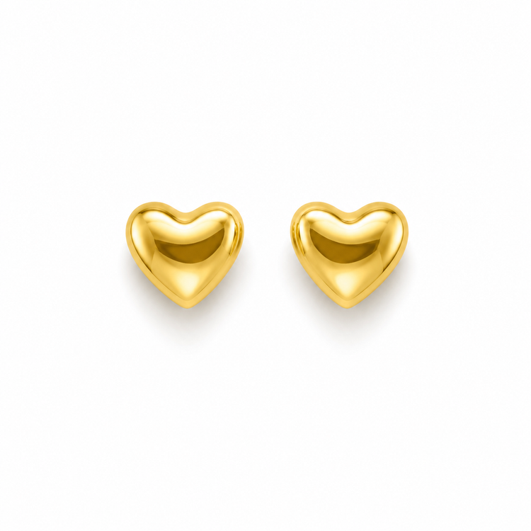PUFFY HEART — ΣΚΟΥΛΑΡΙΚΙΑ ΑΣΗΜΙ 925 ΕΠΙΧΡΥΣΑ ΚΑΡΦΩΤΑ ΚΑΡΔΙΑ ΓΥΑΛΙΣΤΕΡΑ