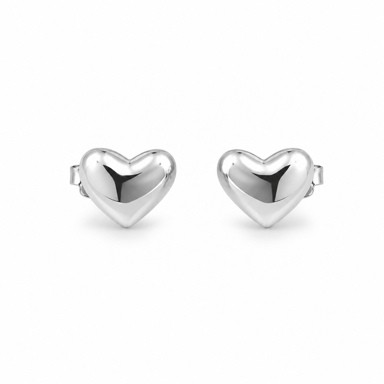 SILVER HEART — ΣΚΟΥΛΑΡΙΚΙΑ ΑΣΗΜΙ 925 ΚΑΡΦΩΤΑ ΚΑΡΔΙΑ PUFFY ΓΥΑΛΙΣΤΕΡΑ