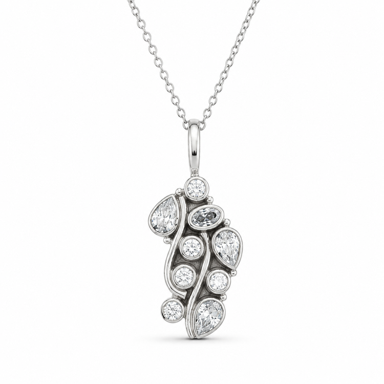 CONSTELLATION — ΚΟΛΙΕ ΑΣΗΜΙ 925 ΟΞΕΙΔΩΜΕΝΟ PENDANT ΖΙΡΓΚΟΝ ΠΟΛΛΑΠΛΑ ΚΟΠΕΣ