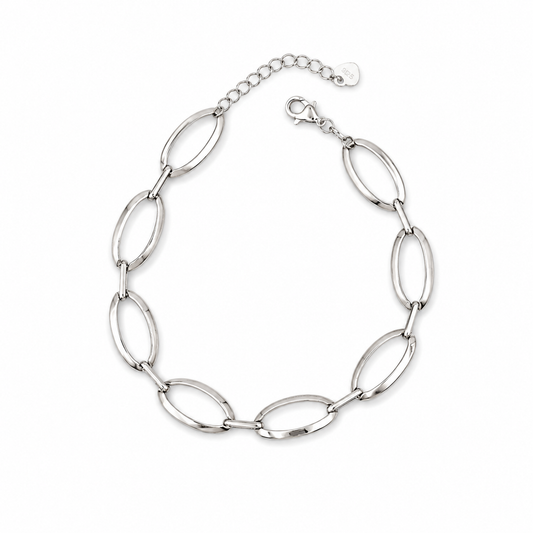 MARQUISE CHAIN — ΒΡΑΧΙΟΛΙ ΑΣΗΜΙ 925 ΑΛΥΣΙΔΑ ΑΝΟΙΧΤΟΙ ΚΡΙΚΟΙ MARQUISE