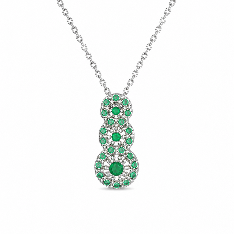 EMERALD CONSTELLATION — ΜΕΝΤΑΓΙΟΝ ΑΣΗΜΙ 925 ΜΕ ΠΡΑΣΙΝΑ ΖΙΡΓΚΟΝ