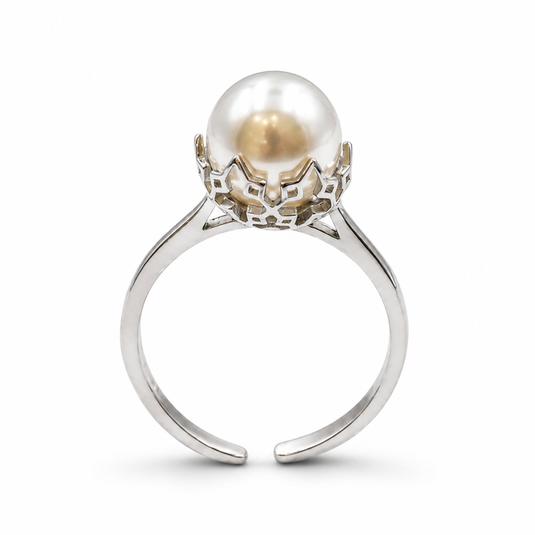 CROWN PEARL — ΔΑΧΤΥΛΙΔΙ ΑΣΗΜΙ ΣΤΕΜΜΑ ΜΑΡΓΑΡΙΤΑΡΙ