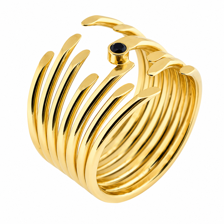 COIL RING — ΧΕΙΡΟΠΟΙΗΤΟ ΔΑΧΤΥΛΙΔΙ ΜΕ ΜΑΥΡΟ ΟΝΥΧΑ