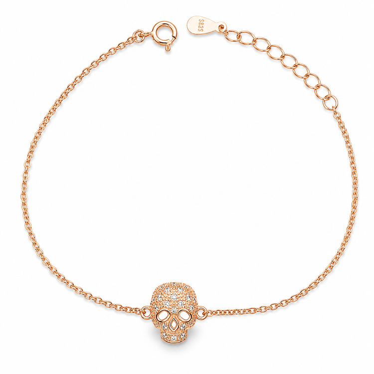 SKULL — ΒΡΑΧΙΟΛΙ ΚΡΑΝΙΟ ΜΕ ΖΙΡΓΚΟΝ ROSE GOLD