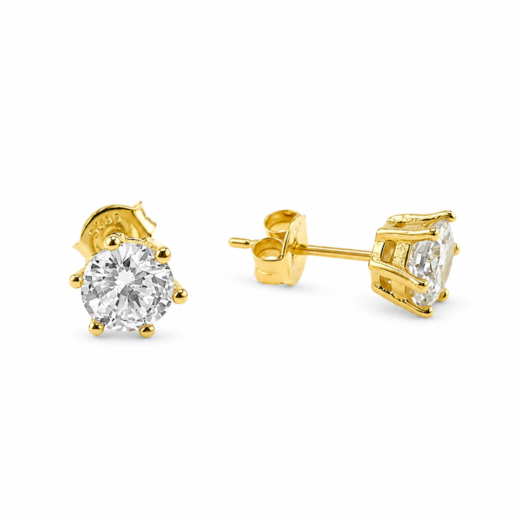 SOLITAIRE ZIRCON STUD — ΚΑΡΦΩΤΑ ΑΣΗΜΙ 925 ΕΠΙΧΡΥΣΟ ΖΙΡΓΚΟΝ