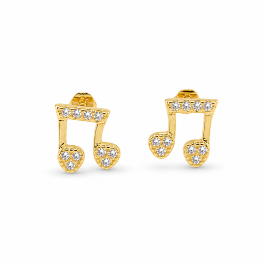 MUSIC NOTE STUD — ΚΑΡΦΩΤΑ ΑΣΗΜΙ 925 ΕΠΙΧΡΥΣΟ ΝΟΤΑ ΖΙΡΓΚΟΝ