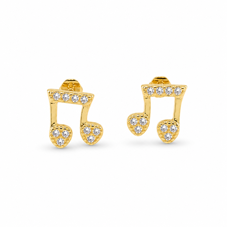 MUSIC NOTE STUD — ΚΑΡΦΩΤΑ ΑΣΗΜΙ 925 ΕΠΙΧΡΥΣΟ ΝΟΤΑ ΖΙΡΓΚΟΝ