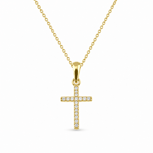 MINI CROSS — ΚΟΛΙΕ ΣΤΑΥΡΟΣ ΑΣΗΜΙ 925 ΕΠΙΧΡΥΣΟ ΜΕ ΖΙΡΓΚΟΝ