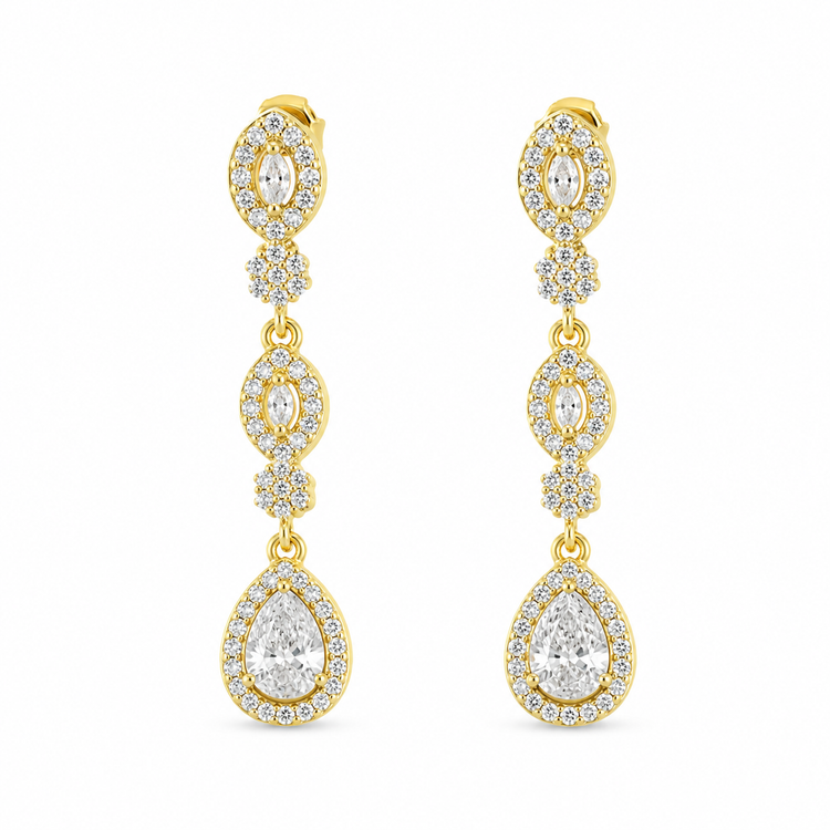 BRIDAL DROP — ΣΚΟΥΛΑΡΙΚΙΑ ΑΣΗΜΙ 925 ΕΠΙΧΡΥΣΟ ΜΕ ΖΙΡΓΚΟΝ
