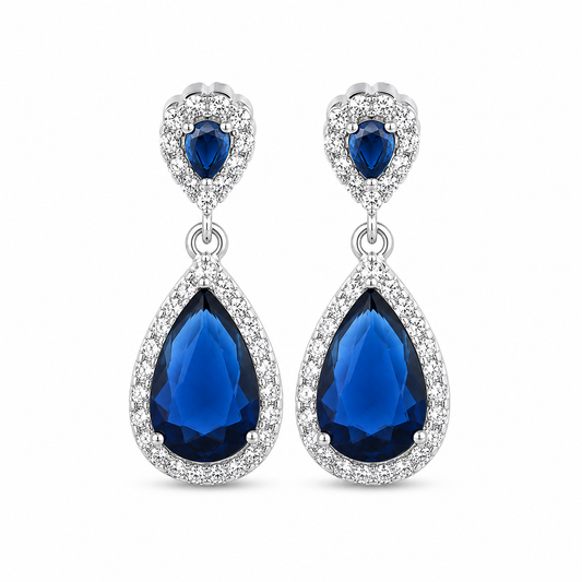 CRYSTAL PEAR DROP — ΣΚΟΥΛΑΡΙΚΙΑ ΑΣΗΜΙ 925 ΜΕ ΚΡΥΣΤΑΛΛΑ ΚΑΙ ΖΙΡΓΚΟΝ