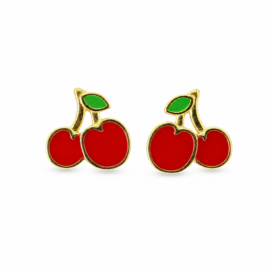 CHERRY STUD — ΚΑΡΦΩΤΑ ΑΣΗΜΙ 925 ΕΠΙΧΡΥΣΟ ΚΕΡΑΣΙΑ ΣΜΑΛΤΟ