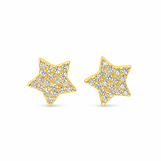 STAR PAVÉ STUD — ΠΑΙΔΙΚΑ ΚΑΡΦΩΤΑ ΑΣΗΜΙ 925 ΕΠΙΧΡΥΣΟ ΑΣΤΕΡΙ ΖΙΡΓΚΟΝ