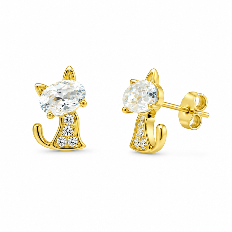 KITTY STUD — ΠΑΙΔΙΚΑ ΚΑΡΦΩΤΑ ΑΣΗΜΙ 925 ΕΠΙΧΡΥΣΟ ΓΑΤΑΚΙ ΖΙΡΓΚΟΝ
