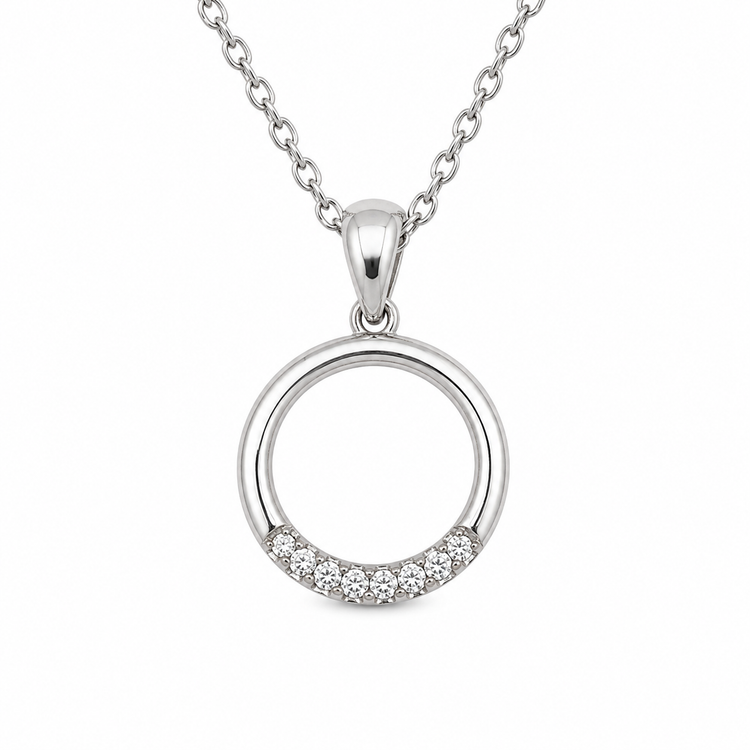 CIRCLE ZIRCON — ΚΟΛΙΕ ΑΣΗΜΙ 925 ΚΥΚΛΟΣ ΜΕ ΖΙΡΓΚΟΝ