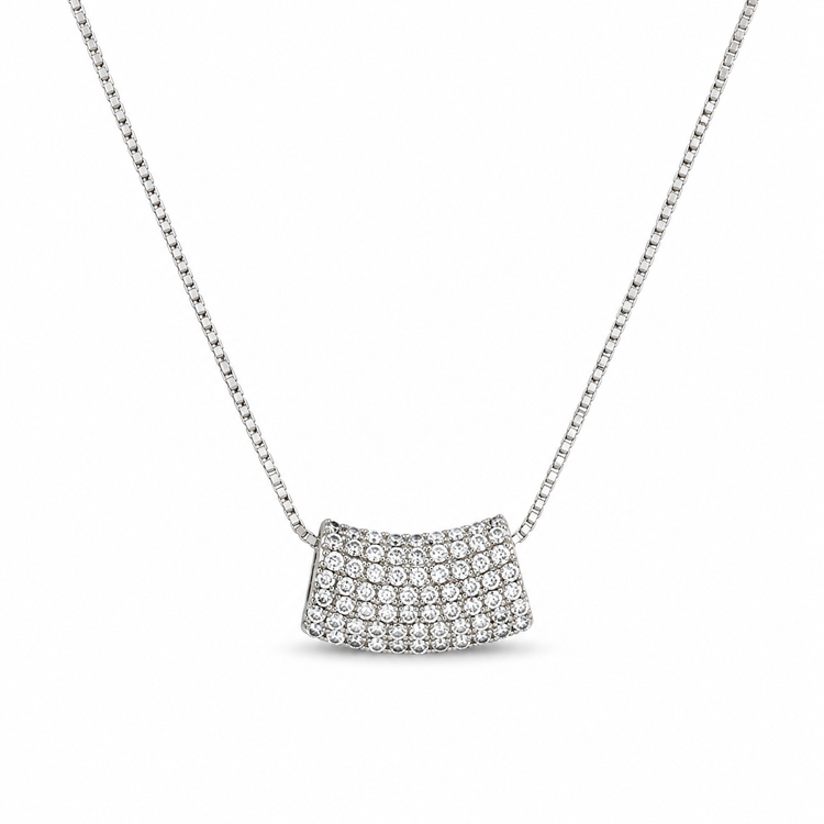 DOME PAVÉ — ΚΟΛΙΕ ΑΣΗΜΙ 925 ΜΕ ΛΕΥΚΑ ΖΙΡΓΚΟΝ