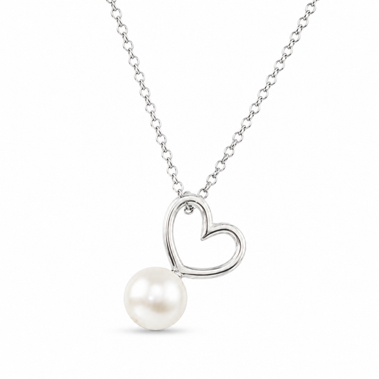OPEN HEART PEARL — ΚΟΛΙΕ ΑΣΗΜΙ 925 ΜΕ ΦΥΣΙΚΟ ΜΑΡΓΑΡΙΤΑΡΙ