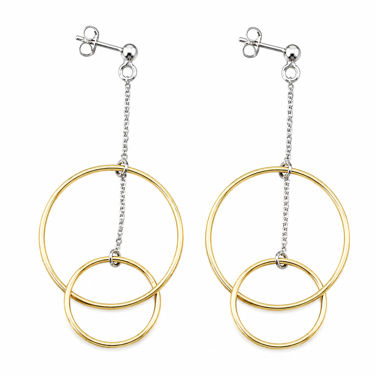 DOUBLE CIRCLE — ΣΚΟΥΛΑΡΙΚΙΑ ΑΣΗΜΙ 925 ΕΠΙΧΡΥΣΟ TWO-TONE