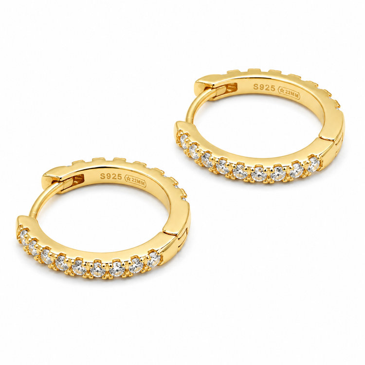 MINI PAVÉ HOOP — ΚΡΙΚΟΙ ΑΣΗΜΙ 925 ΕΠΙΧΡΥΣΟ ΜΕ ΖΙΡΓΚΟΝ