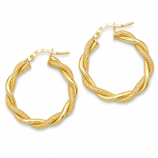 TWISTED ROPE HOOP — ΚΡΙΚΟΙ ΑΣΗΜΙ 925 ΕΠΙΧΡΥΣΟ ΣΤΡΙΦΤΟΙ