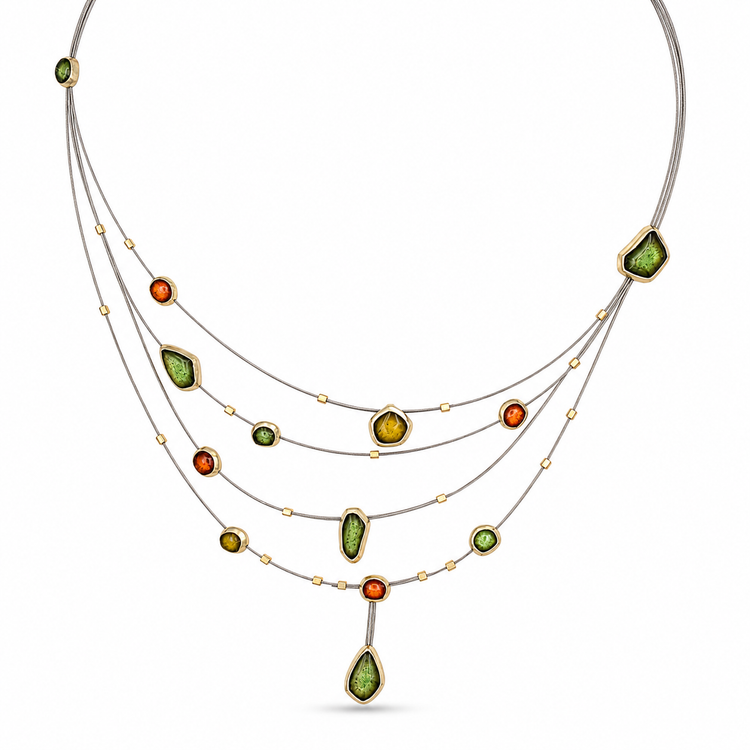 GARDEN — ΚΟΛΙΕ ΤΕΤΡΑΠΛΟ MULTI-STRAND ΜΕ ΓΥΑΛΙ & ΣΜΑΛΤΟ