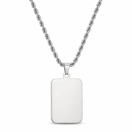 BLANK SLATE — ΑΝΔΡΙΚΟ ΚΟΛΙΕ DOG TAG ΑΤΣΑΛΙ 316L ΜΕ ΧΑΡΑΞΗ