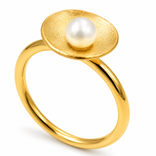 SUNDISC PEARL — ΔΑΧΤΥΛΙΔΙ ΑΣΗΜΙ 925 ΕΠΙΧΡΥΣΟ ΔΙΣΚΟΣ ΜΑΡΓΑΡΙΤΑΡΙ