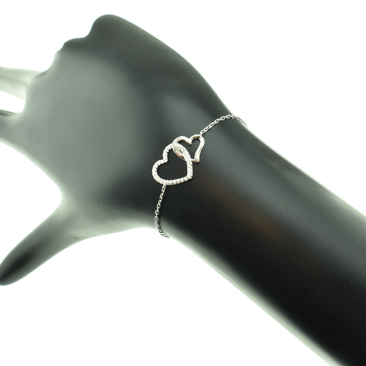 Silver 925 Double Hearts Bracelet