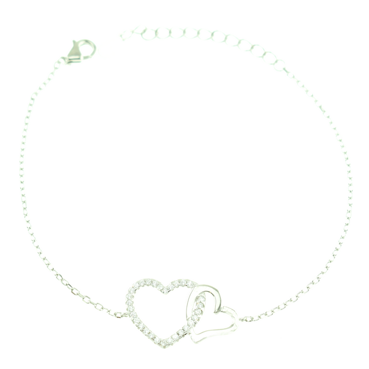 Silver 925 Double Hearts Bracelet