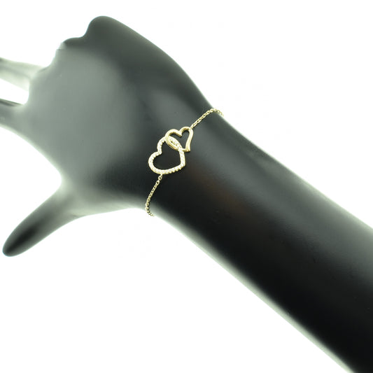 Silver 925 Double Hearts Bracelet