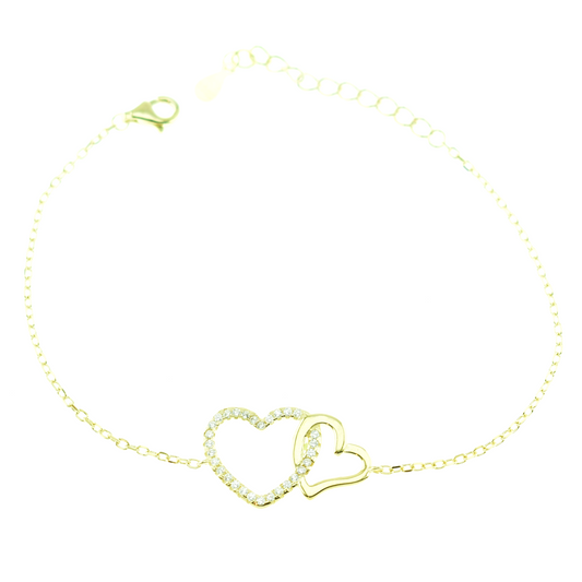 Silver 925 Double Hearts Bracelet