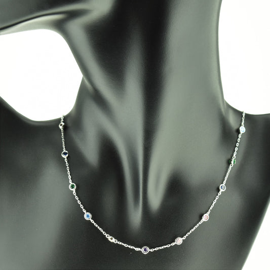 Silver 925 Multi Color Necklace