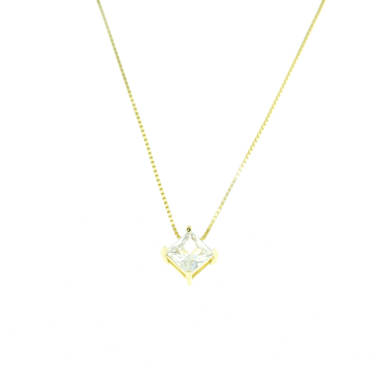 A silver 925 zirconia pendant with 18K gold plating, displayed against a white background.