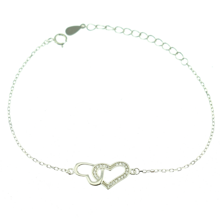 Silver 925 Double Heart Bracelet