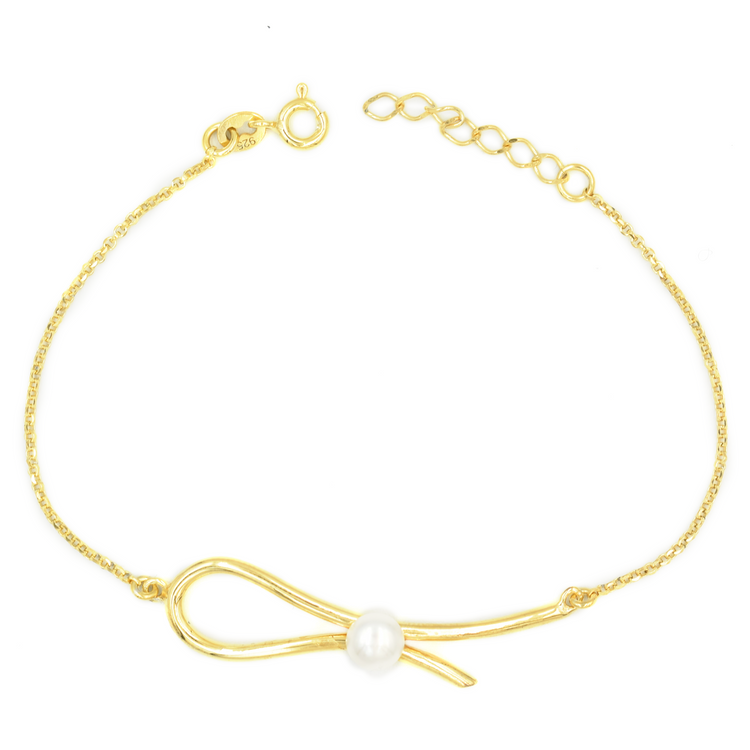NEMA KNOT — Βραχιόλι με μαργαριτάρι & λεπτό χρυσό δεσμό