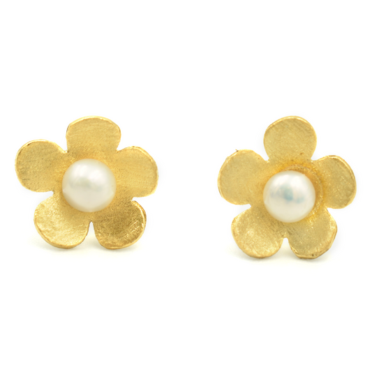 NEMA BLOOM — σκουλαρίκια λουλούδι με μαργαριτάρι