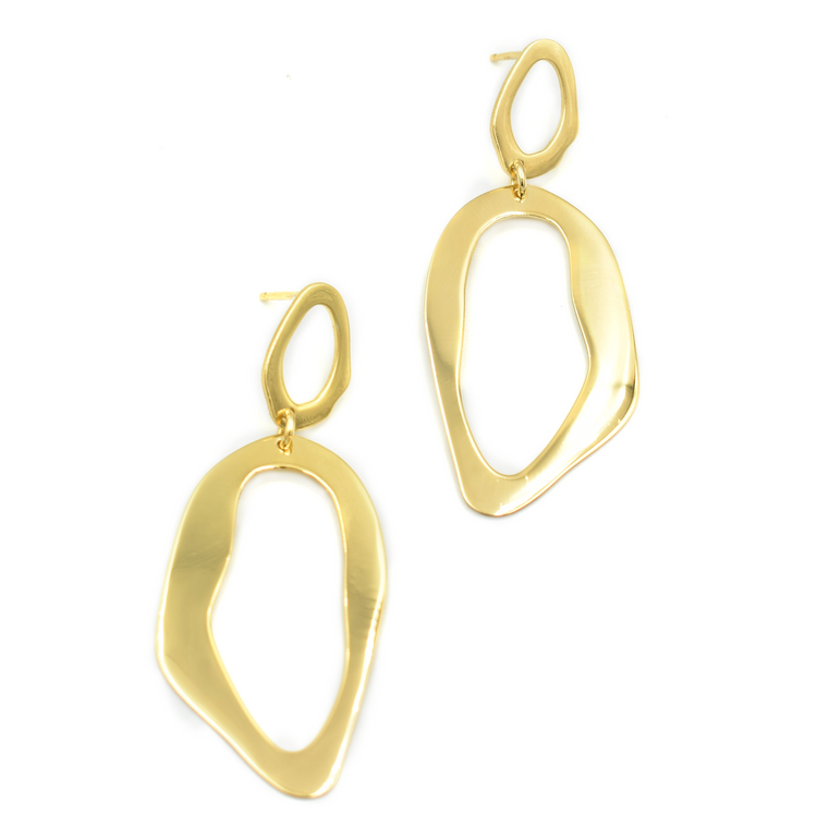 NEMA DUAL FLOW — Χρυσά διπλά sculptural σκουλαρίκια