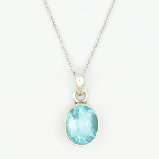 Ασημένιο Κολίε με Ημιπούτιμη Πέτρα Aquamarine