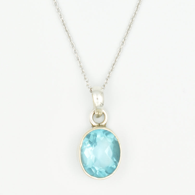 Ασημένιο Κολίε με Ημιπούτιμη Πέτρα Aquamarine